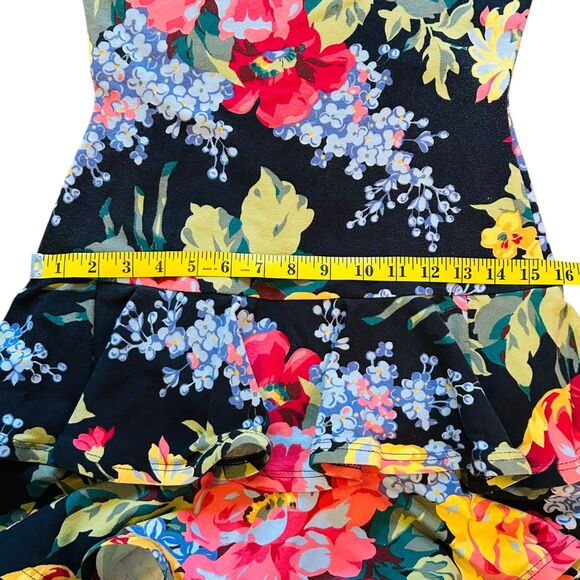 1980s Betsey Johnson Punk Label Dress Black Floral Size S or M Off the Shoulder - Picture 11 of 14